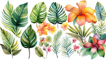 Fototapeta premium A vibrant pattern featuring various flowers and leaves, perfect for spring and summer decoration