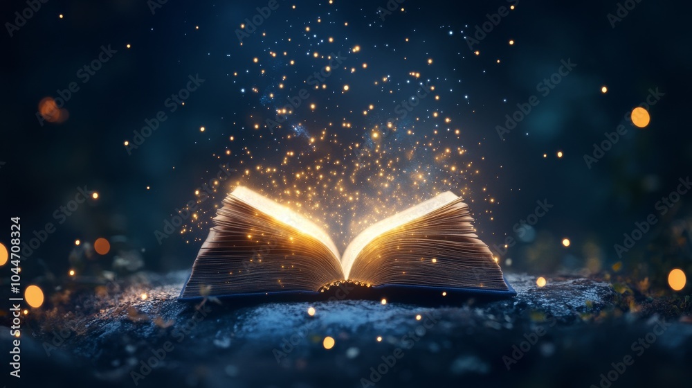 Canvas Prints enchanted book radiating magical sparks in a mystical setting