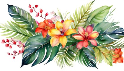 Fototapeta premium A vibrant pattern featuring various flowers and leaves, perfect for spring and summer decoration