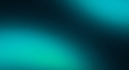 Grainy noise texture background, ocean blue abstract vibrant glowing color gradient shape on black backdrop, dark banner poster header cover wallpaper design