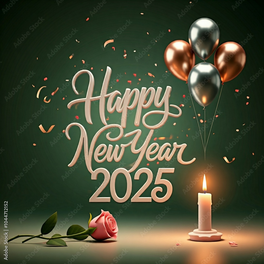 Fototapete happy new year 2025 3d render typography calligraphy typescript background banner poster wallpaper d