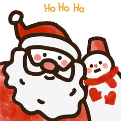 かわいいサンタクロースと雪だるま