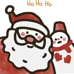 かわいいサンタクロースと雪だるま