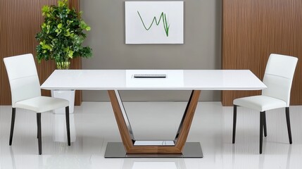 Fototapeta premium Elegant Minimalist Dining Table Setting in Modern Interior