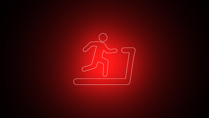 Neon, Glowing man running on gym instruments. Running man collage of workshop an workout in gym flat..
