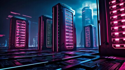 server collection futuristic background