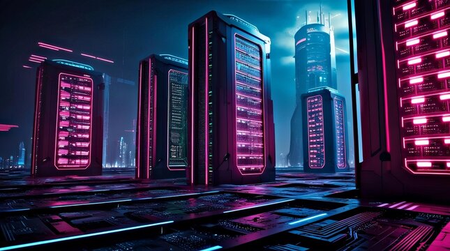 server collection futuristic background