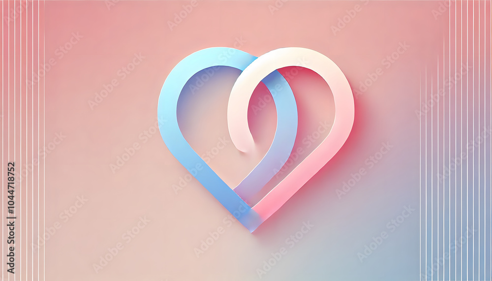 Poster a creative representation of love with intertwined hearts in soft colors
