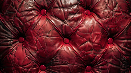 Fototapeta premium Elegant Dark Red Leather Texture With Intricate Button Detailing, Showcasing Sophistication and Style in a Timeless Design