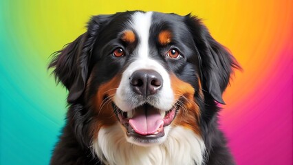 Fototapeta premium Funny Bernese Mountain Dog on Color Background