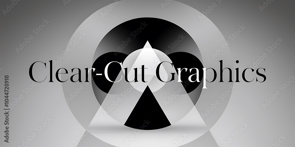 Poster exploring the elegance of clear-cut graphics a monochrome journey through shapes and typography in d