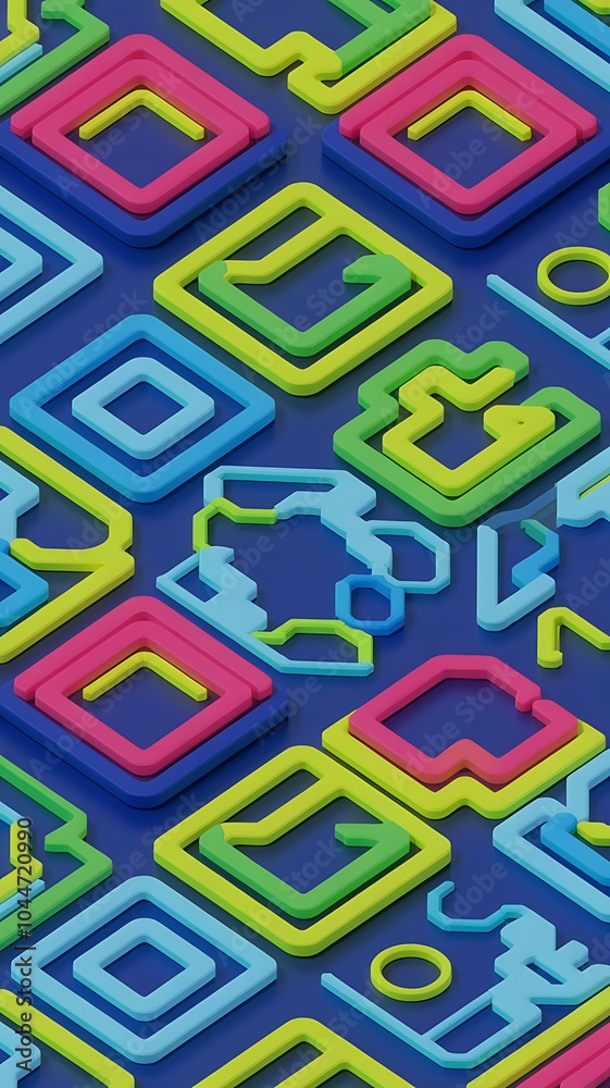 Aufkleber vibrant retro geometric pattern design featuring bold shapes and vivid colors in a dynamic arrangeme