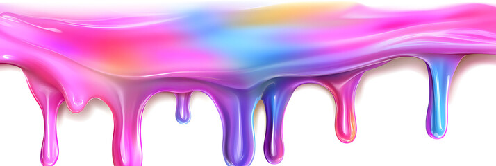 Naklejka premium Dripping rainbow slime liquid isolated on a white isolated background. Rainbow slime splash
