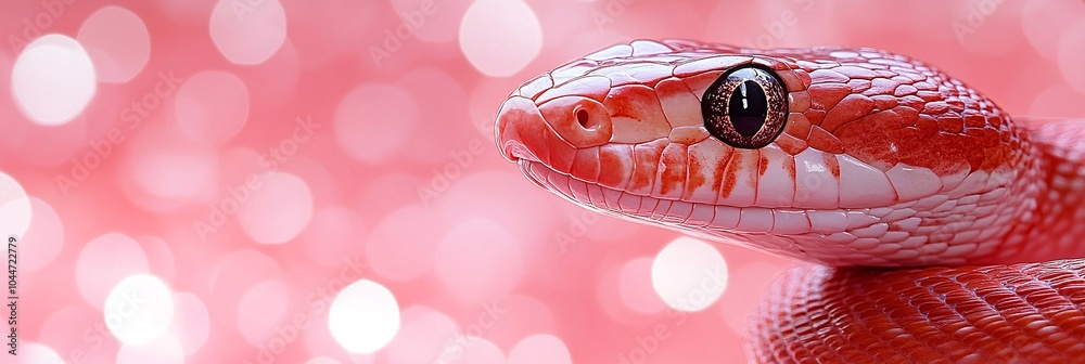 Aufkleber Modern abstract snake flowing through minimal festive lights and geometric patterns in a stylish clean background Stock Photo with side copy space