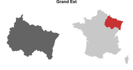 Fototapeta premium Grand Est region blank outline map set