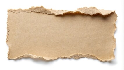 Torn beige paper with shadow and decorative element in tilted angle