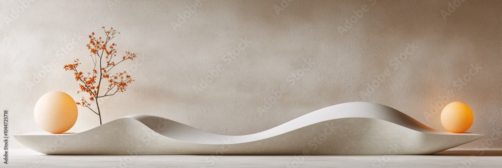 Poster contemporary design featuring a minimalist snake curling around glowing abstract shapes and subtle f