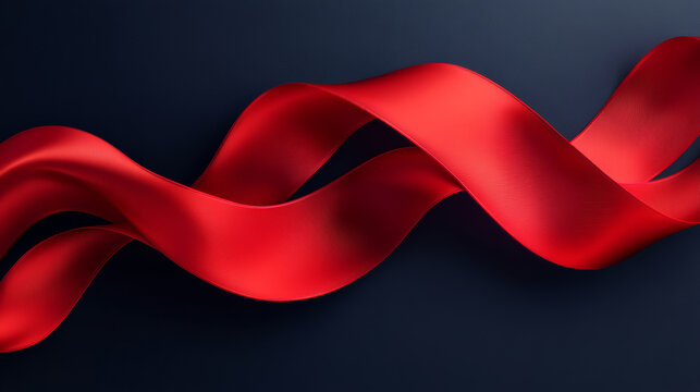 Large red vectorised ribbons with a navy background
