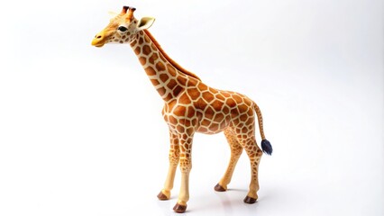 Naklejka premium toy giraffe isolated on white background, high angle view