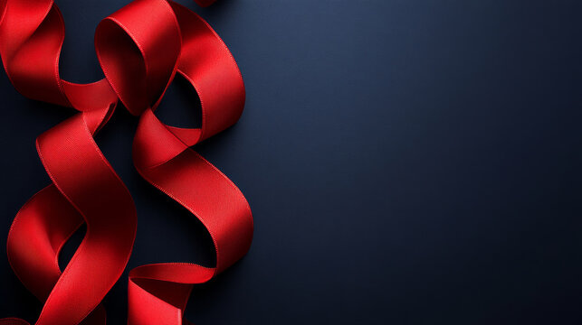 Large red vectorised ribbons with a navy background