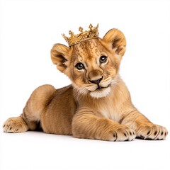 Obraz premium Baby Lion Dressed as a Princess with a Crown