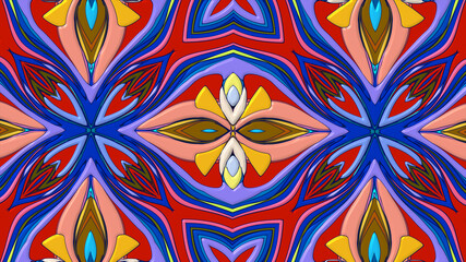 Abstract colorful psychedelic mandala kaleidoscope background pattern for a summer music festival
