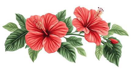 A red hibiscus flower plant white background inflorescence