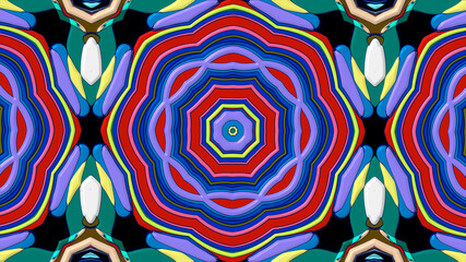 Abstract colorful psychedelic mandala kaleidoscope background pattern for a summer music festival
