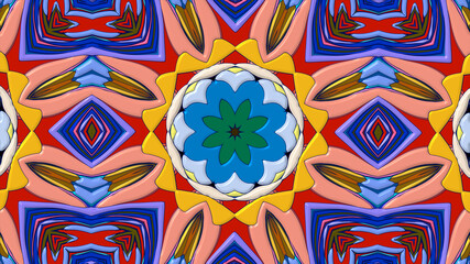 Abstract colorful psychedelic mandala kaleidoscope background pattern for a summer music festival
