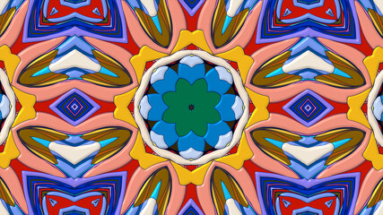Abstract colorful psychedelic mandala kaleidoscope background pattern for a summer music festival

