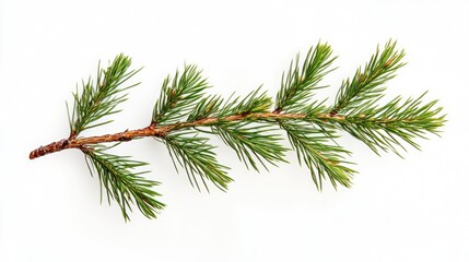 Green Douglas Fir branch on a white background