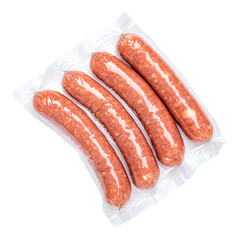 Vacuum-packed sausages. Isolated on transparent background.
