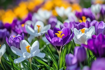 Vibrant Spring Crocuses in Bloom