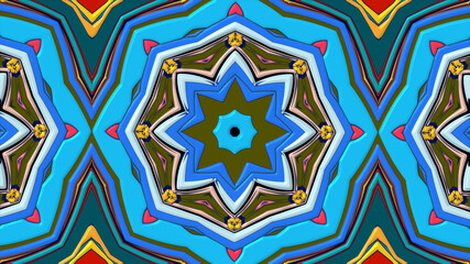 Abstract colorful psychedelic mandala kaleidoscope background pattern for a summer music festival

