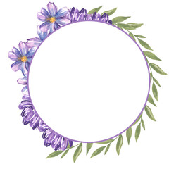 Frame Bouquet of Flowers Botanical Watercolor