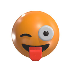 Winking Face With Tongue 3D Emoticon Icon