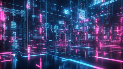 Abstract Neon Technology Background with High Contrast