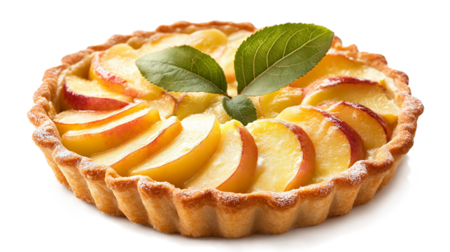 Apple Tart with Custard isolated on a white background