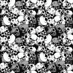 Seamless Skull Pattern in Bold Black and White Design