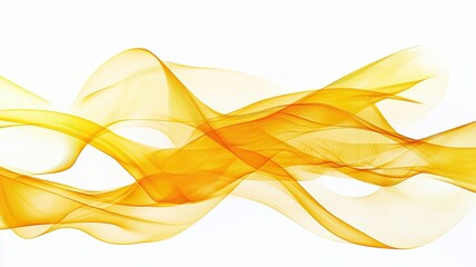 Abstract Yellow Flowing Wave Lines on White, Abstract image featuring smooth, flowing yellow wave-like lines against a white background, representing fluidity, motion, and minimalist design.

