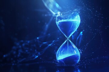 Blue Hourglass Floating in Digital Space
