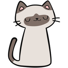 Handdrawn Cute Cartoon Sleeping Siamese Cat Illustration