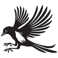 Obraz premium Eurasian magpie Bird Vector illustration in black and white 