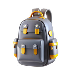 A stylish backpack featuring a sleek gray body with vibrant yellow accents. This design is suitable for daily use and outdoor adventures. Ideal for any traveler.