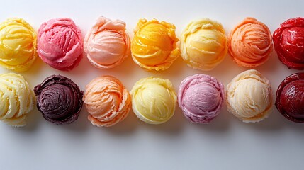 Obraz premium Colorful Ice Cream Scoops in Various Shades