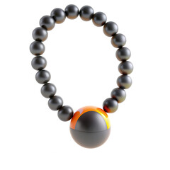 Obraz premium A stylized necklace featuring black beads with a striking orange and yellow centerpiece, resembling a blend of modern and traditional jewelry elements.