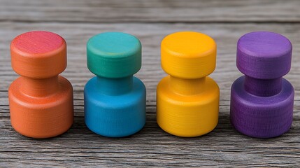 Vibrant wooden shapes a colorful display of playful design elements for creative projects and crafts