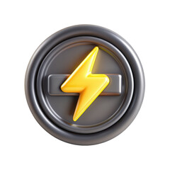 A 3D rendered stylized lightning bolt icon set against a dark background, showcasing a modern design that emphasizes energy and power.