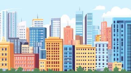 Modern City Skyline with Detailed Textures and Design