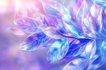 Obraz premium Iridescent Blue and Purple Leaves: A Close-Up Macro Photography